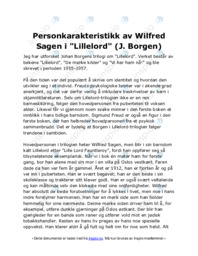 Personkarakteristikk av Wilfred Sagen i  Lillelord  (J. Borgen)