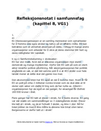 Refleksjonsnotat i samfunnsfag (kapittel 8, VG1)