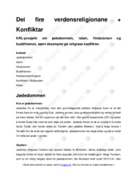 Dei fire verdensreligionane, Konfliktar