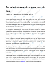 Det er bedre å være en original enn en kopi