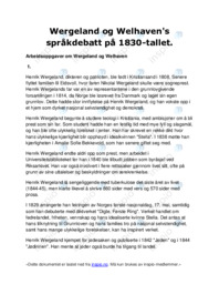 Wergeland og Welhaven’s språkdebatt på 1830-tallet