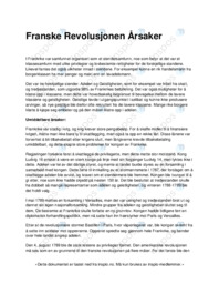 Franske Revolusjonen Årsaker