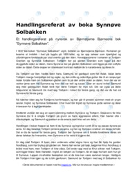 Handlingsreferat av boka Synnøve Solbakken
