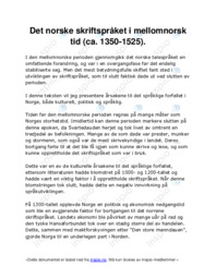 Det norske skriftspråket i mellomnorsk tid (ca. 1350-1525)