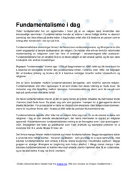 Fundamentalisme i dag