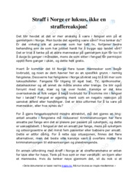 Straff i Norge er luksus, ikke en straffereaksjon