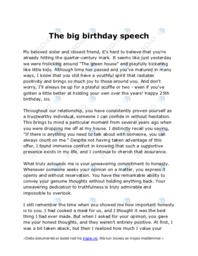 The big birthday speech