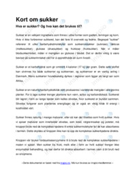 Kort om sukker