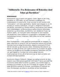Stilhistorie | Fra Renessanse til Rokokko med fokus på Barokken