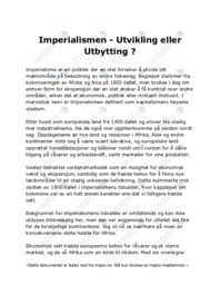 Imperialismen – Utvikling eller Utbytting