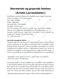 Stormende og gripende følelser (Kristin Lavransdatter)