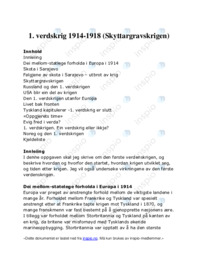 1. verdskrig 1914-1918 Skyttargravskrigen