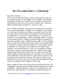 Brev fra soldat under 1. verdenskrig