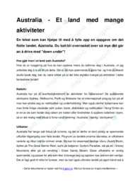 Australia – Et land med mange aktiviteter