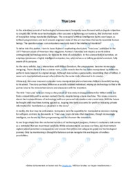 Engelsk Paper on “True Love” Artificial Intelligence