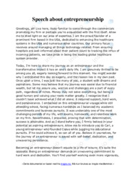 Speech about entrepreneurship