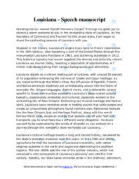 Louisiana | Speech manuscript | Engelsk oppgave