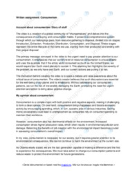 Consumerism | Written assignment | Engelsk
