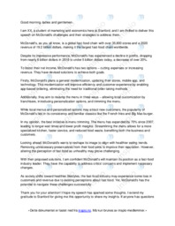 Mcdonalds problems | Essay | Engelsk oppgave