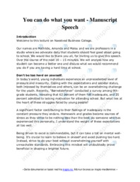 You can do what you want | Manuscript Speech