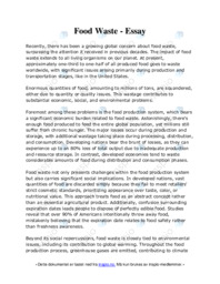 Food Waste | Essay | Engelsk oppgave