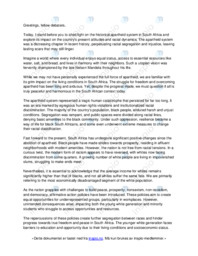 The apartheid system | Speech | Engelsk oppgave