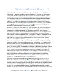 The American Dream Thrives under a Recession | Engelsk