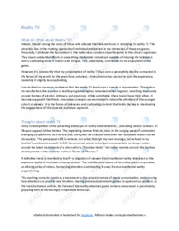 Reality TV | Engelsk