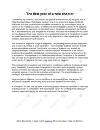 The first year of a new chapter