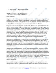 17. mai tale om romantikken | Nynorsk tale