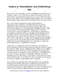 Analyse av Statsminister Jens Stoltenbergs tale