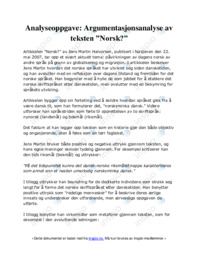 Analyseoppgave | Argumentasjonsanalyse av teksten ”Norsk?”