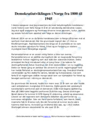 Demokratiutviklingen i Norge fra 1800 til 1945