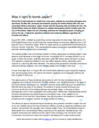 Was it right to bomb Hiroshima | Discussion