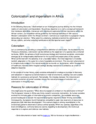 Colonization and imperialism in Africa Essay