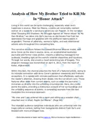 Analysis of How My Brother Tried to Kill Me In “Honor Attack”