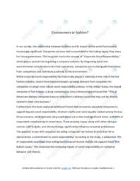 Essay | Environment or fashion | Noter