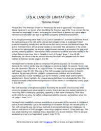U.S.A., Land of Limitations af Nicholas Kristof | Engelsk Analyse