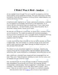 I Wish I Was A Bird | Analyse