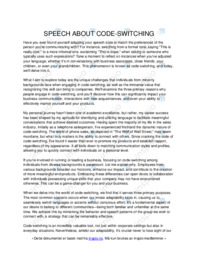 Code Switching speech | Noter i engelsk