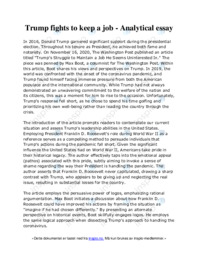Trump fights to keep a job | Analytical essay