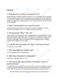 Ghandi | Noter i engelsk | Over 1 side