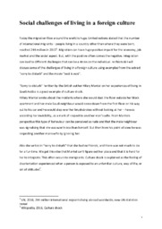 Social challenges of living in a foreign culture