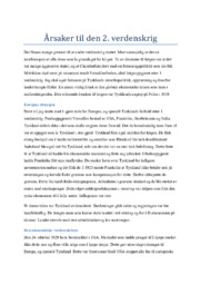 Årsaker til den 2. verdenskrig | Historie