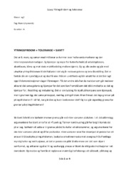 Essay: Ytringsfridom og toleranse	| Norsk