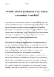 Hvordan påvirker pandemien vi står ovenfor menneskers livskvalitet? | Analyse