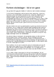 Kortere skoledager – tid er en gave