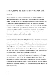 Motiv, tema og budskap i romanen Blå