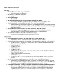 Song Analysis Checklist | Andrew Kennedy