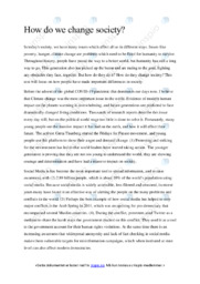 How do we change society | Essay